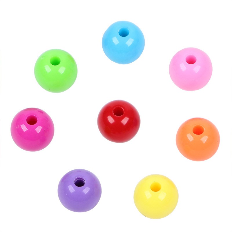 春天色系彩珠亮色珠6-14mm 实色亚克力圆珠 Wdiy饰品配件