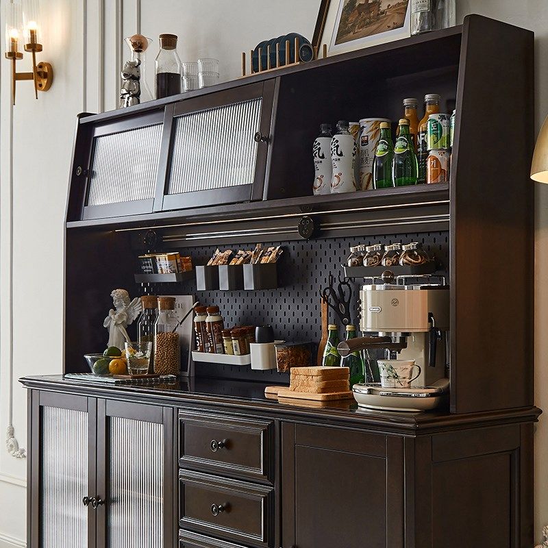 美式餐边柜一体靠墙高柜家用简约现代茶水柜洞洞板置物架纯全实木,住宅家具,餐边柜,淘宝优惠券,粉丝福利购,淘宝优惠卷