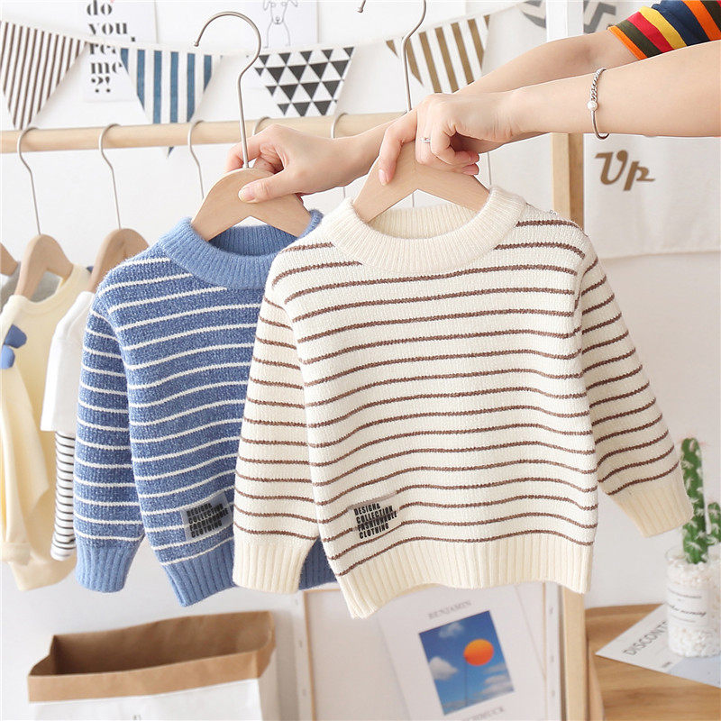 儿童毛衣男童打底l衫纯棉套头衫秋装韩版圆领洋气加厚中小童针织