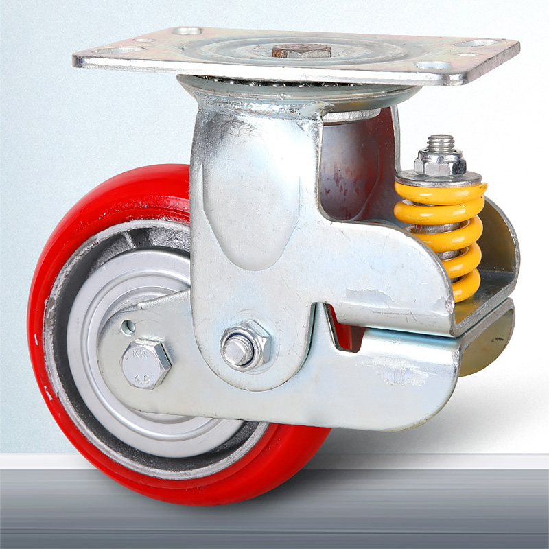 6寸重型弹簧减震轮4寸5寸8寸台车牵引设备专用万向减震轮子