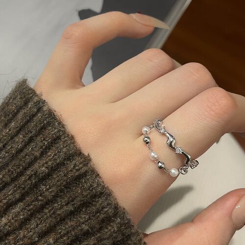 层叠链条|RINGRING商店简约高级感开口戒指轻奢指环珍珠小众设计