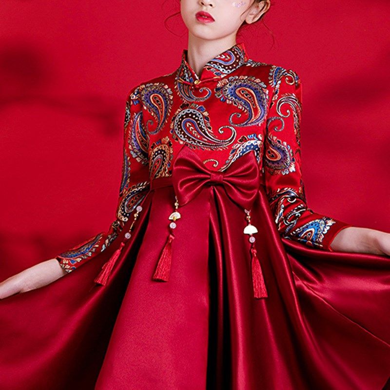 女童国潮旗袍春季长袖中国风儿童礼服公主裙唐装演出服过年拜年服,童装/婴儿装/亲子装,儿童礼服,淘宝优惠券,粉丝福利购,淘宝优惠卷