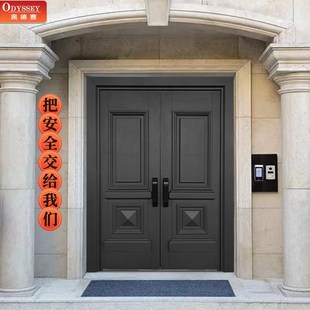 别墅大门双开门农村自建房大门铸铝门家用子母防盗门进户入户铜门