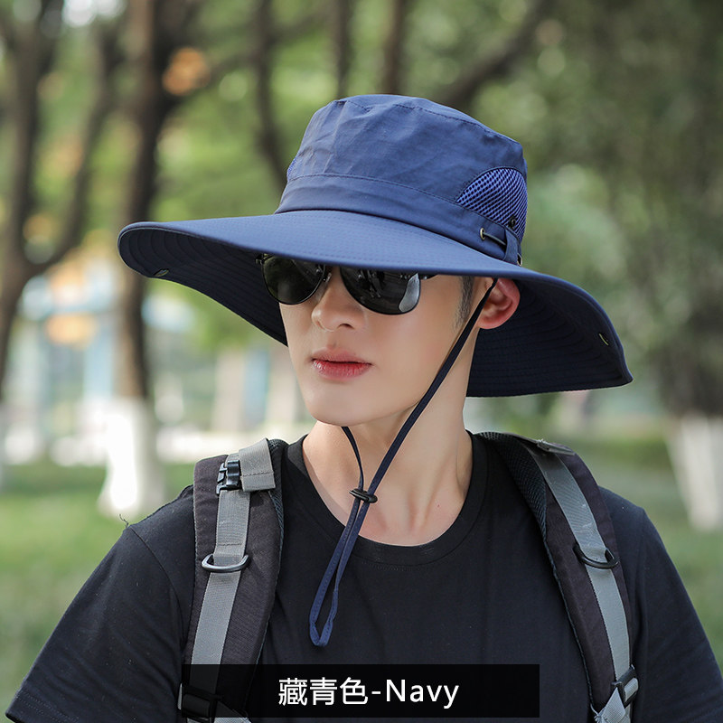 小众高货新款遮阳帽男夏季户外防晒面罩钓鱼太阳帽大檐透气草帽凉
