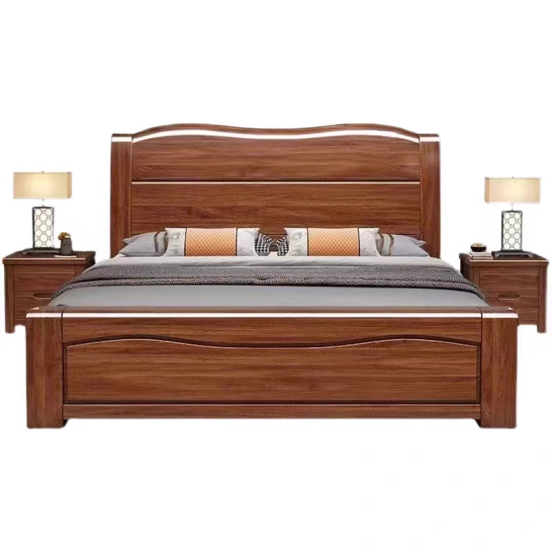 胡桃木中式实木牀1.8米双人牀1.5m现代简约主卧储物大牀高箱婚牀,住宅家具,实木床,淘宝优惠券,粉丝福利购,淘宝优惠卷
