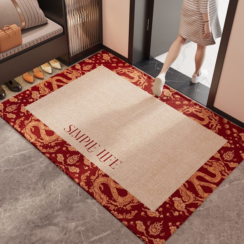 入户门垫新年红色蛇年玄关防滑地垫喜庆进门脚垫耐脏除尘耐磨地毯,居家布艺,入户地垫,淘宝优惠券,粉丝福利购,淘宝优惠卷