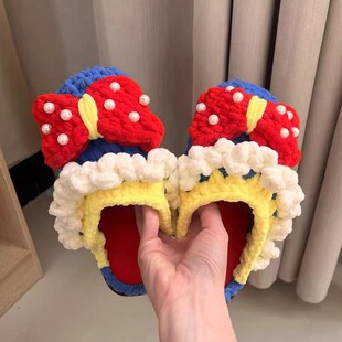 玉桂狗拖鞋手工编织diy毛线棉鞋材料包冰条线鞋底勾鞋冬天钩成品