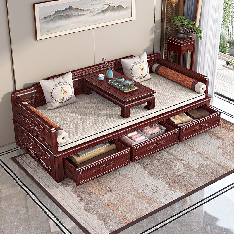 新中式实木罗汉床酸枝木客厅伸缩折叠红木沙发床罗汉榻民宿带炕几,住宅家具,罗汉床,淘宝优惠券,粉丝福利购,淘宝优惠卷