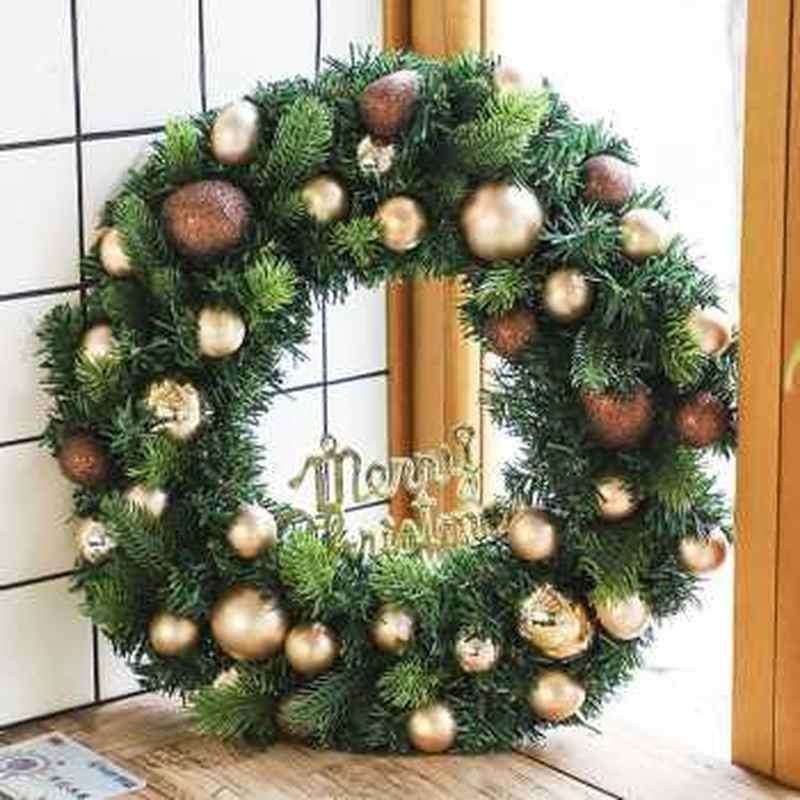 圣诞橱窗花环小圣诞树环装饰物品藤圈布置场景松果吊件氛围挂门圣