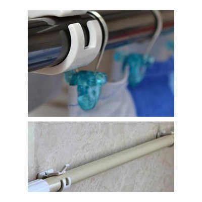 Pair Self Adhesive Shower Curtain Rod Holder Bracket Bathroo