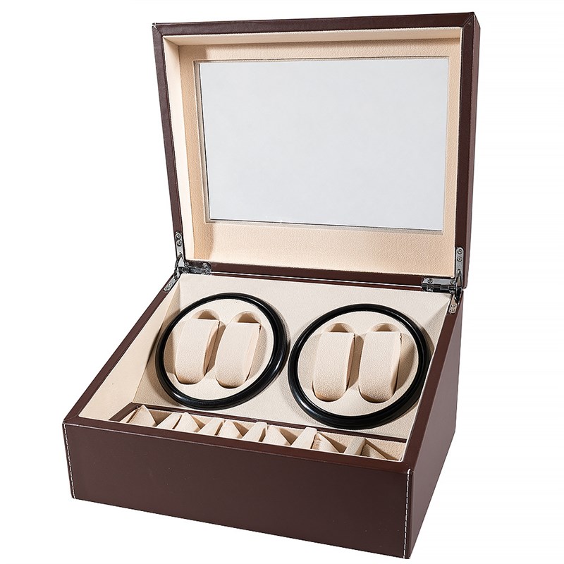 新款4+6PU皮自动上链电动手表盒全P齿万宝至齿轮摇表器