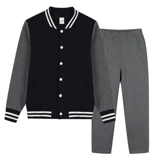 小学生棒球服套装宝蓝色夏季儿童藏青外套灰裤子西安曲江二小校服