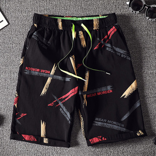 宽松帅气潮牌潮流花短裤 男士 七6分沙滩裤 男中裤 夏季 休闲裤 五分裤