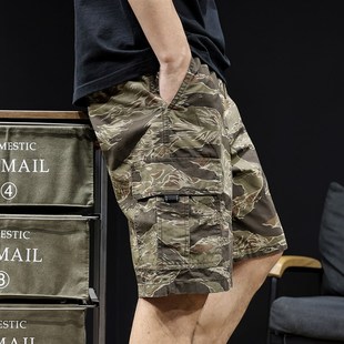中裤 男士 男裤 2024新款 夏季 潮牌大码 子美式 五分休闲裤 短裤 迷彩工装