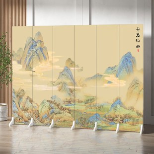 新中式 屏风隔断客厅玄关房间遮挡入户简约布艺移动家用折叠座屏