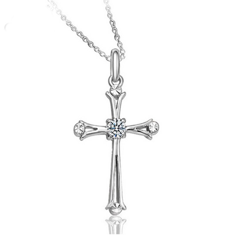 新品Personality cross zircon necklace simple jewelry choker