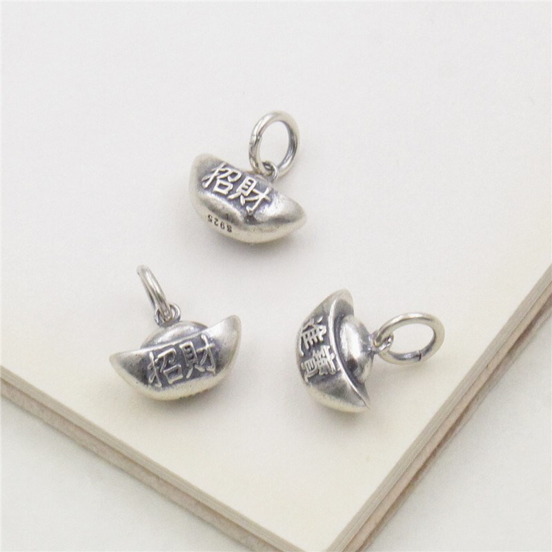 S925纯银复古饰品配件元宝泰银吊坠 DIYT手工串珠手链挂件