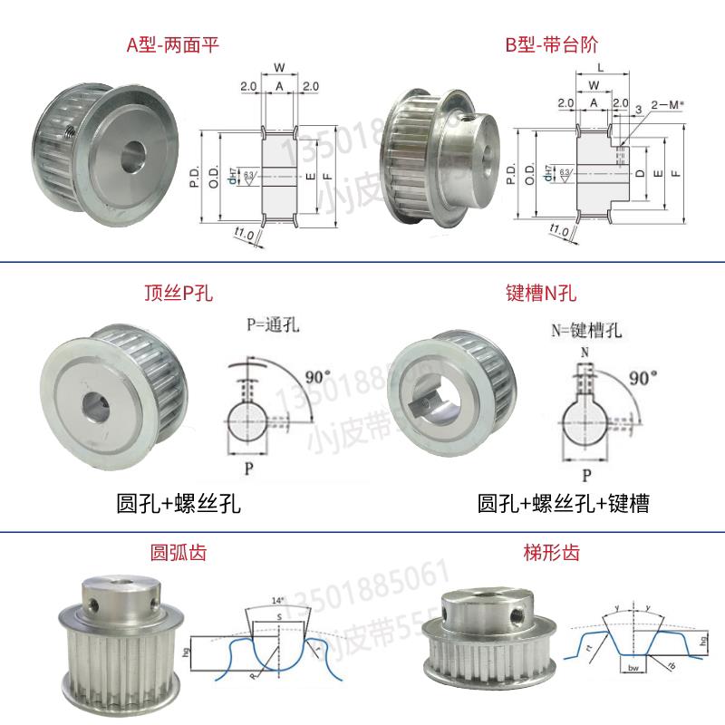 新品新品同步轮机械传动带轮同步带F轮速比2:1配套同步带带宽