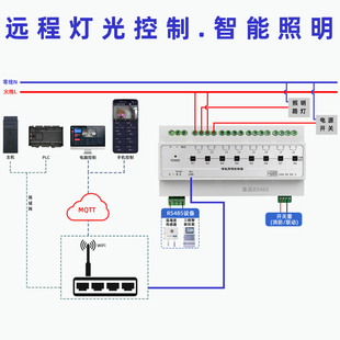 网口485磁保持智能照明灯光时控制模块继电器开关台球厅50A大电流