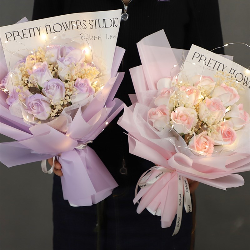 玫瑰花假花仿真花送男女朋友情人节毕业礼物表白成品香皂花束生日