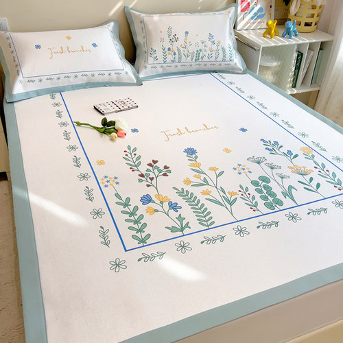 2023新款A类婴儿可用冰丝凉席三件套可水洗儿童单人夏天床单席子