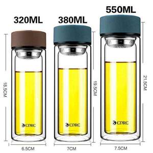 600ml大容量茶水分离泡花茶杯男女双层保温玻璃杯便携手提杯