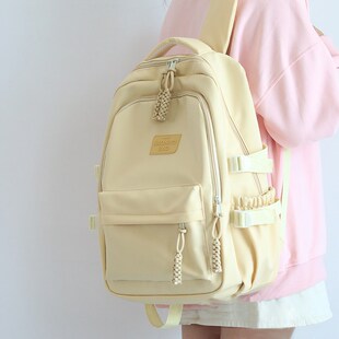 小众简约少女书包高颜值女生中学生蓝色大容量双肩包大学生女新款