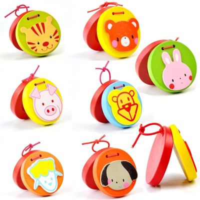 极速1Pcs Wooden Castanets Wood Percussion Musical Instrument