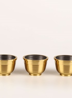 铜小茶杯净水杯八供杯圣水供佛杯财神酒杯仙家祖先用品佛堂供具