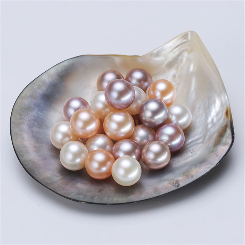 DIY天然色淡水珍珠裸珠颗粒7-9mm中号半孔珍珠S可做吊坠戒指耳钉