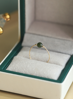 天然和田玉14K包金工艺素圈戒指女设计小众轻奢复古宫廷时尚指环