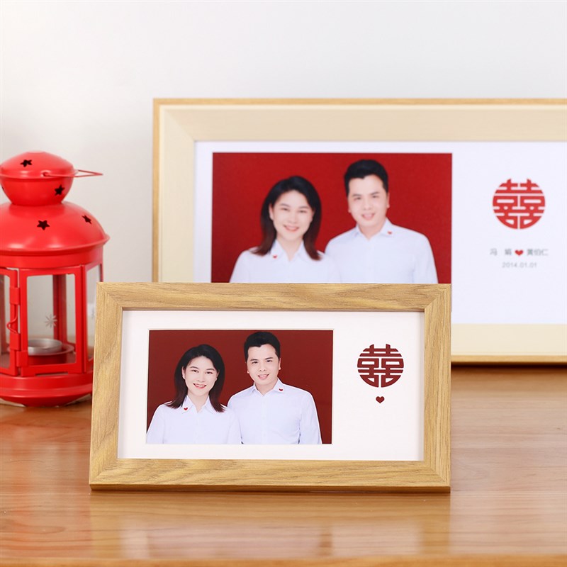 GZ6M结婚e登记照相框摆台六寸夫妻情侣领证件洗做成海马体红底照