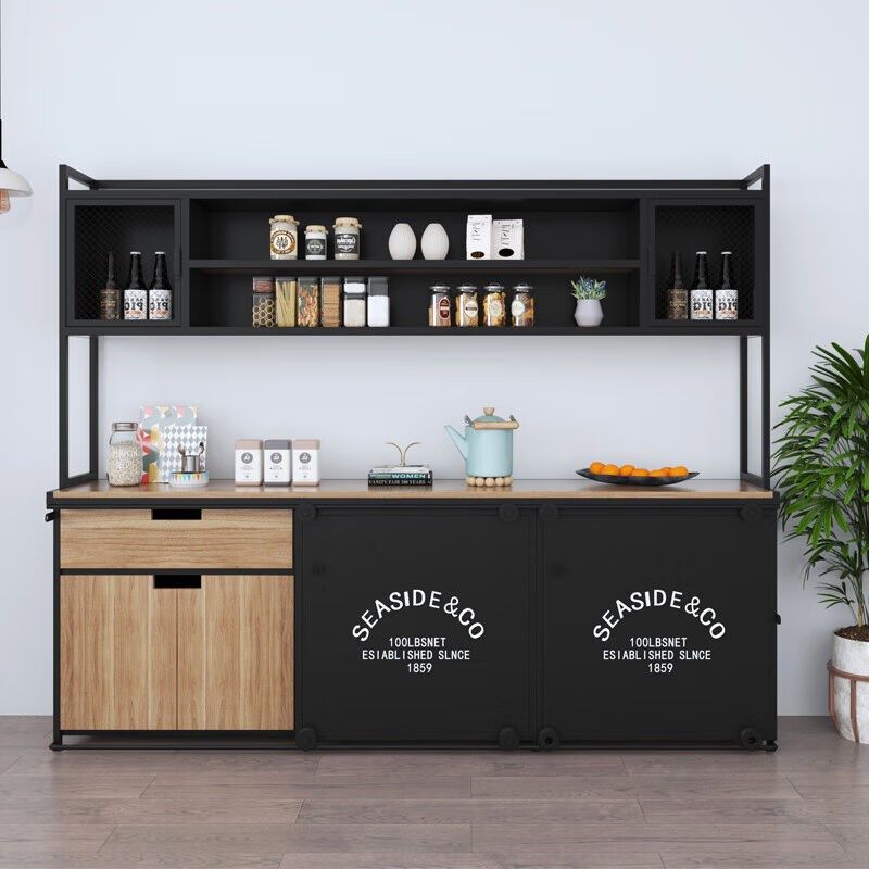 实木餐边柜厨房窄型备餐柜台茶水柜加长柜收纳柜酒水铁艺白黑色单,商业/办公家具,餐柜,淘宝优惠券,粉丝福利购,淘宝优惠卷