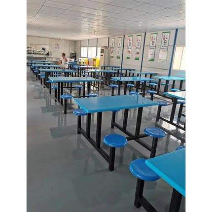 学校员工食堂餐桌椅组合学生工厂工地不锈钢4人6人V8人连体饭餐桌