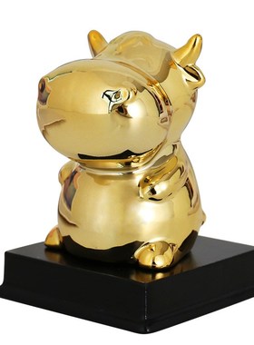 十二生肖招财桌面小摆件金色虎鼠牛兔龙蛇马羊猴鸡狗猪陶瓷工艺品