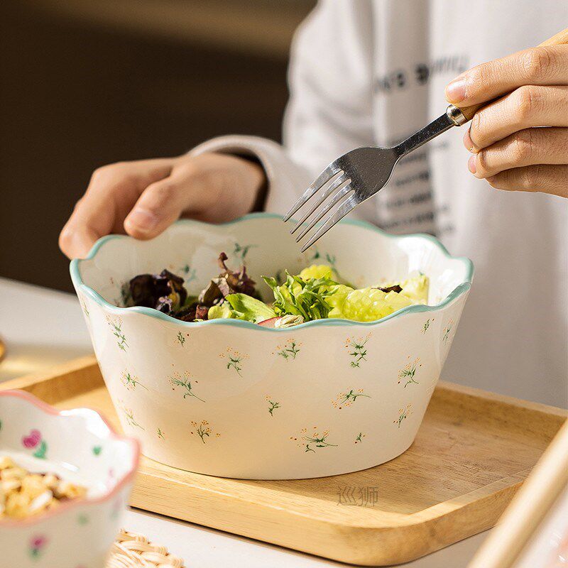 Drop shipping vip Ceramic Flower Salad Fruit Bowl