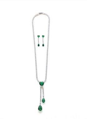吊坠链项链女日韩风简约水滴心型流E苏耳环锁骨显瘦爱心小众设计