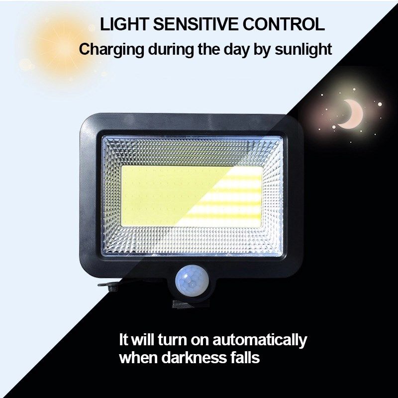 COB LED Solar Wall Light PIR Motion Sensor Floodlight Waterp