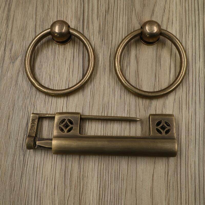 全铜仿古拉手柜门铜锁镂空新中式药柜衣柜明装古铜色单孔门环可锁,基础建材,小拉手,淘宝优惠券,粉丝福利购,淘宝优惠卷