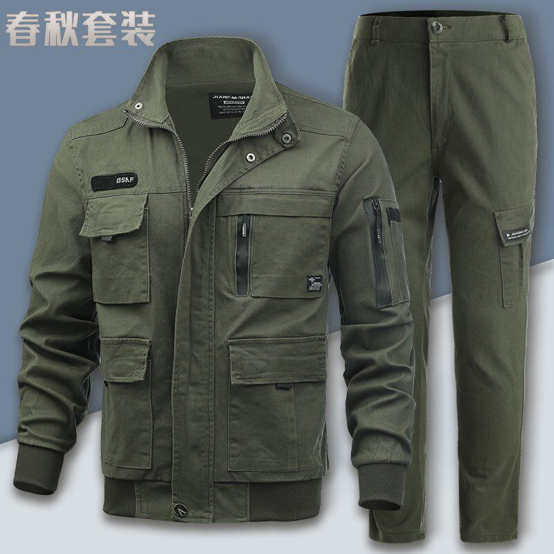 秋季迷彩工作服套装男女工地干活耐磨耐脏透气劳保服弹力户外工装
