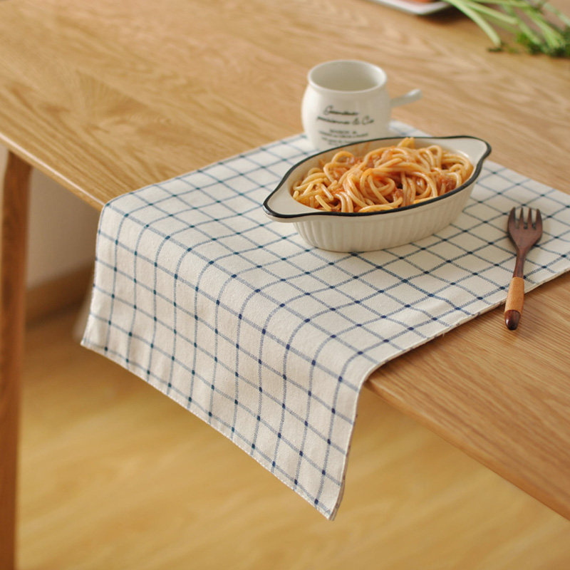 浅蓝格子棉麻餐垫餐巾 擦碗巾桌布 双层隔热垫茶巾纯棉拍摄背景,居家布艺,餐垫,淘宝优惠券,粉丝福利购,淘宝优惠卷