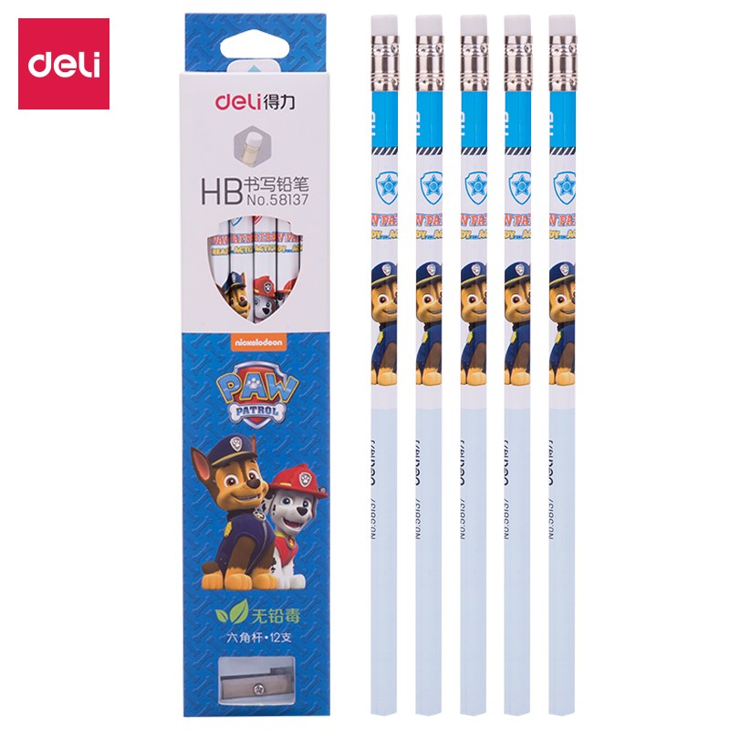 Deli 12 pcs HB standard pencils cute cartoon paw patrol woo-封面