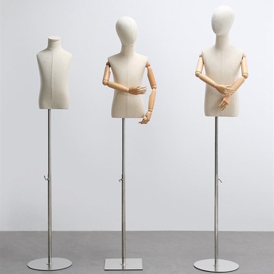 金色儿童半身模特道具童装拍摄银色舞蹈裙摄影小孩展示架橱窗带手