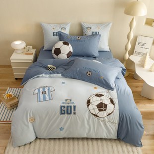 a类儿童床上用品四件套全棉2024新款1米5床单笠男孩被套足球