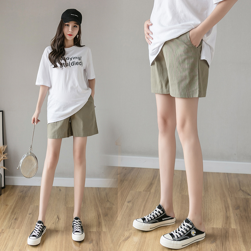 孕妇短裤夏季外穿薄款低腰阔腿裤夏款休闲棉麻裤孕早Y期打底裤夏