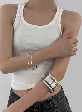 多层镂空开口手镯欧美金属风时尚气质臂环小众通勤新款手环手饰女