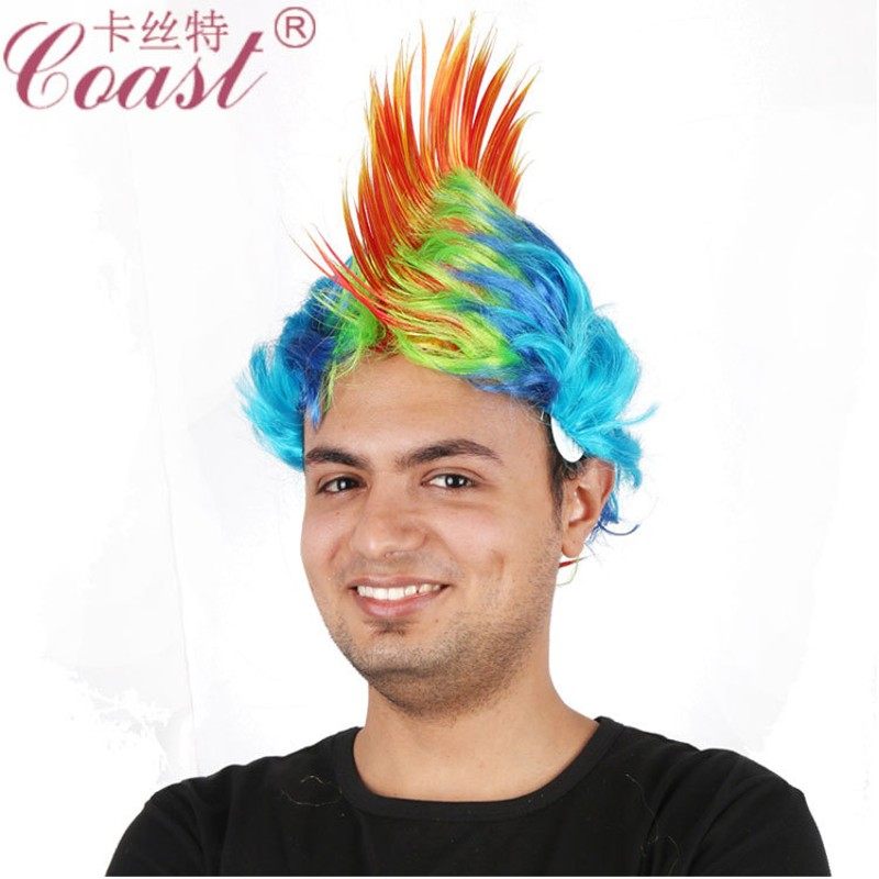 节日表演彩色鸡冠头欧美假发个性莫西干假发淘宝热销男女儿童通用