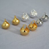 Celi风欧美复古夸张空心圆球简约时髦气质黄铜U镀金耳环耳饰女