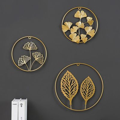 速发Nordic Ginkgo Leaf Wall Decor Ornament Iron Light Luxury