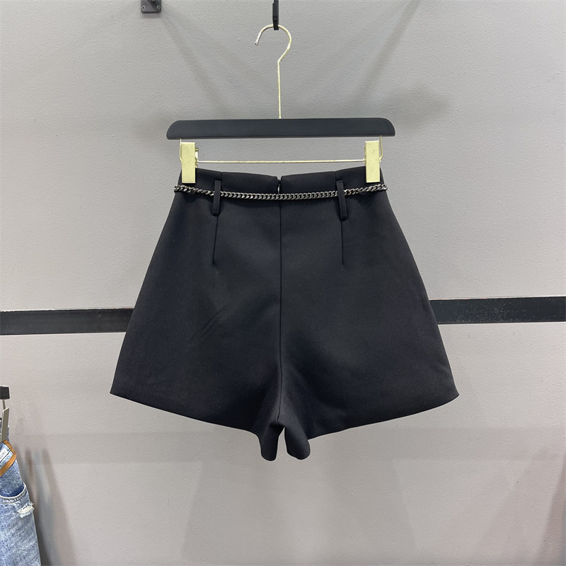 黑色西装半身裙裤女2023春季韩版不规则高腰显瘦A字阔腿裤裙短裤
